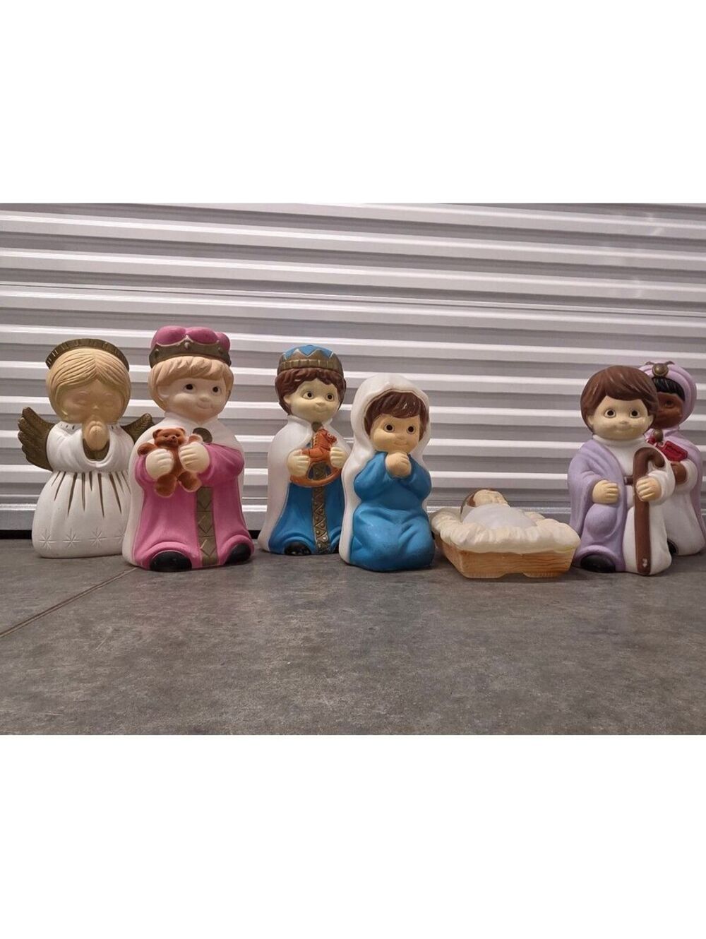 Vintage Empire Blow Mold Nativity Children Set Baby Jesus and Angels